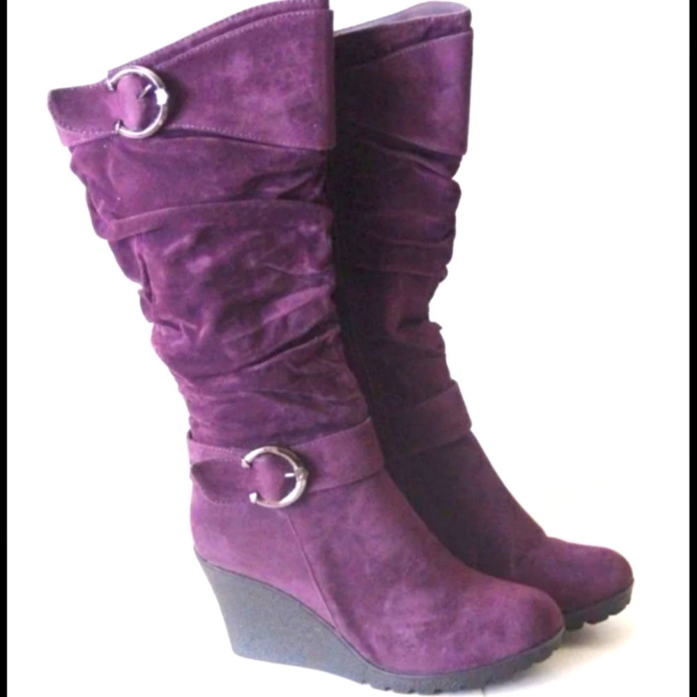 Women’s Purple Suede Wedge Boots